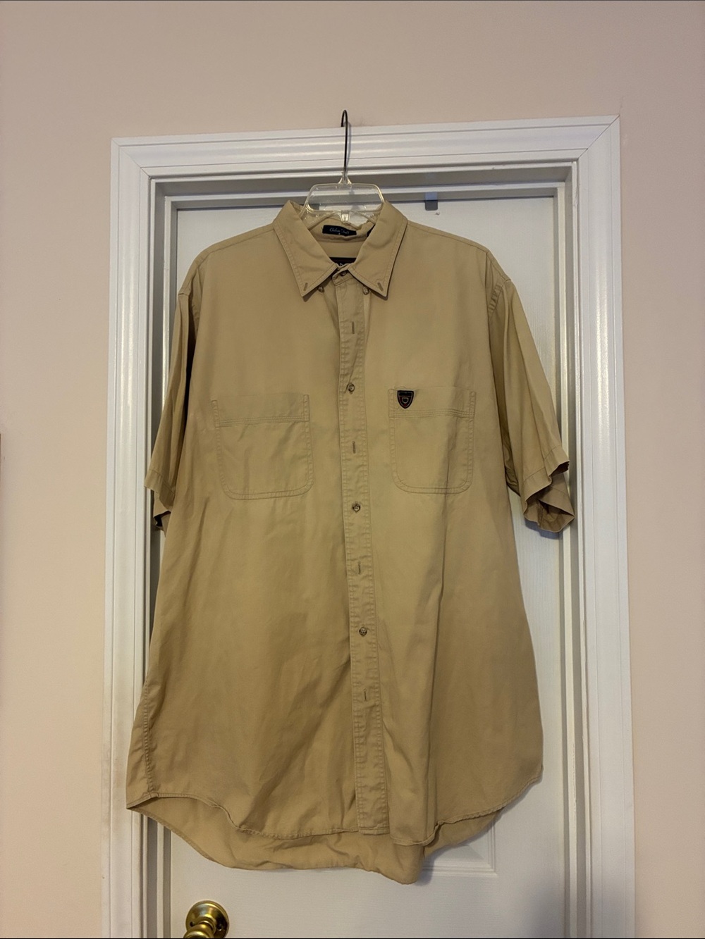 Gant Men's 2XLT Short-Sleeve Button-Down‎ Shirt in Khaki